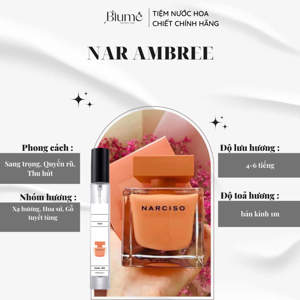 Nước hoa Nữ NARCISO AMBREE mùi quyến rũ - Blume Tiệm Nước Hoa