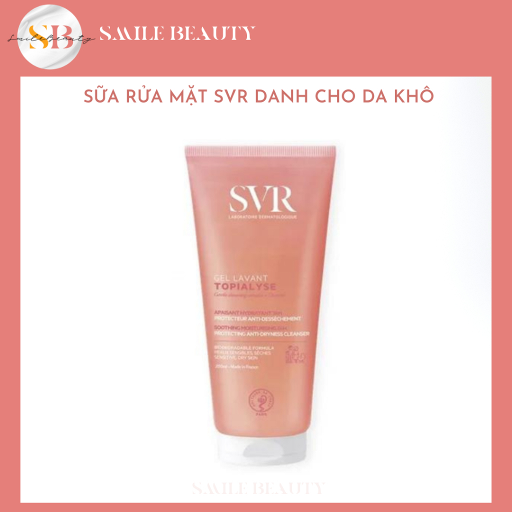 Sữa Rửa Mặt Pháp SVR Topialyse Gel Lanvant Hồng da khô 200ml