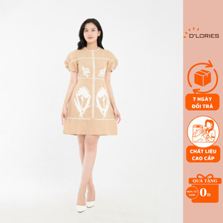 Váy Đầm Thiết Kế Cao Cấp Màu Kem Đính Họa Tiết Tinh Xảo, Sang Trọng. Đầm Dự Tiệc, Đầm Đi Chơi D’lories Official