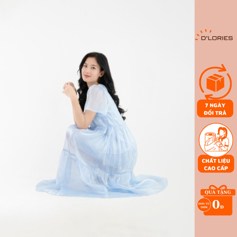 Đầm Maxi, Váy Đi Biển, Váy Baybydoll, Bầu Bí Bon Chen Thoải Mái, Phi Lụa Organza Cao Cấp XANH BIỂN -