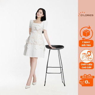 Váy Đầm Thiết Kế Ren Trắng Hoa Nổi Cao Cấp. Đầm Dự Tiệc, Đầm Đi Chơi Màu Trắng Thiết Kế Thanh Lịch - D’lories Official
