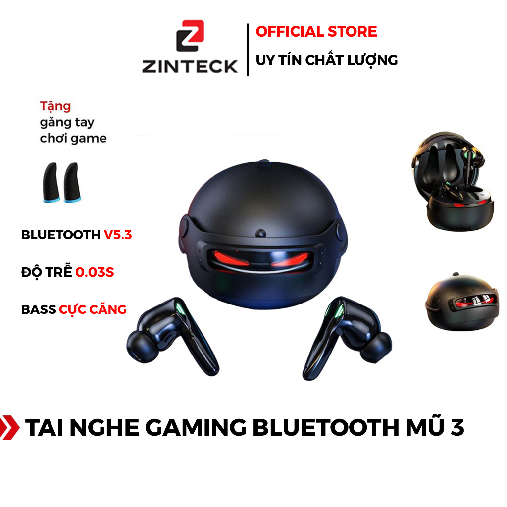 Tai Nghe Gaming Bluetooth MU 3 Hình Nón PUBG V5.3- Âm Thanh Sắc Nét - Độ Trễ Cực Thấp - Chính Hãng HD Design