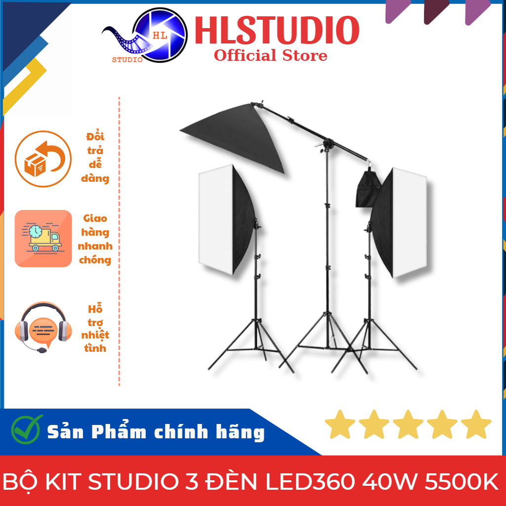 Bộ Kit Studio 3 Đèn LED360 40W 5500K HL Studio