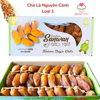 Chà Là Nguyên Cành Deglet Nour / Dates Sanwan  hộp 500 gram dẻo ngon chuẩn