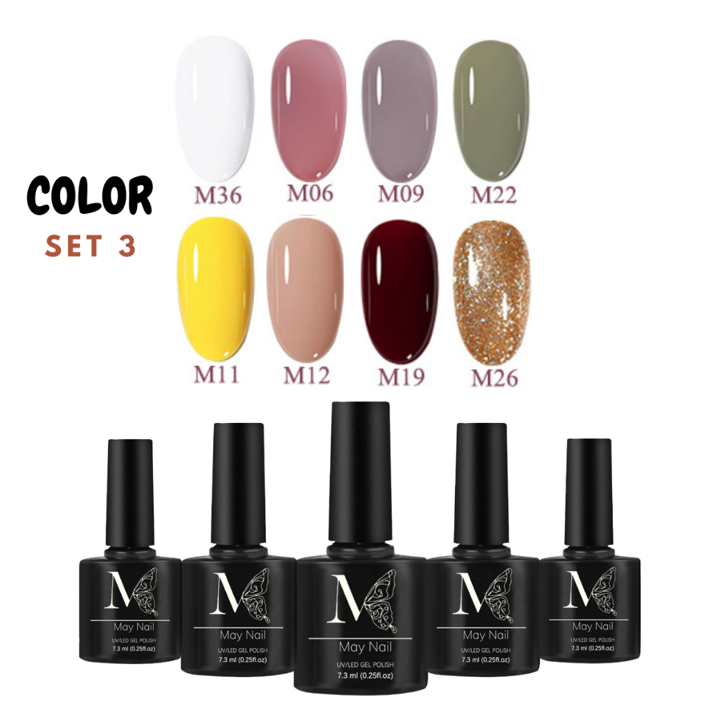Set sơn gel 8 màu May gel màu sơn hiện đại sơn móng tay dùng đèn UV/LED sơn gel mini