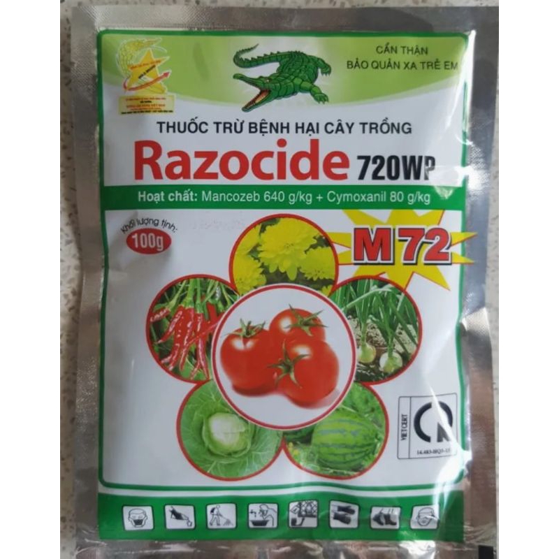 Thuố,c trừ bệnh cây trồng Razocide 720wp gói 100gram