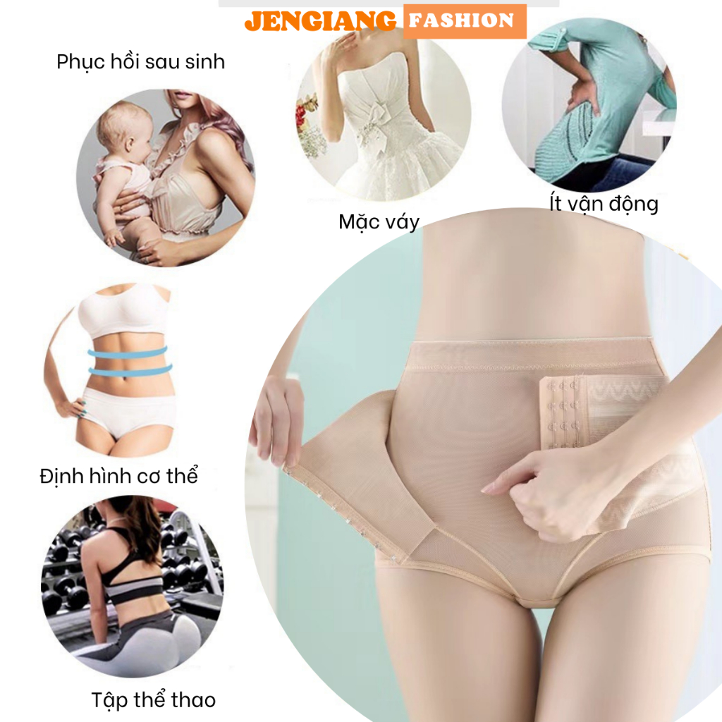 Quần Lót Nữ Thun Lạnh Jengiang Gen Nịt Bụng Cạp Cao Có Móc Cài Thon Gọn Eo Định Hình Vòng 2