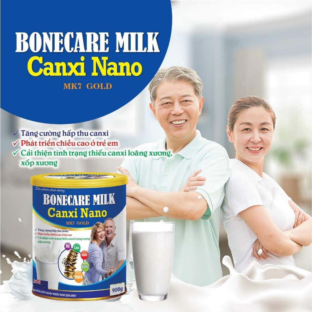 Sữa canxi 900g - Sữa canxi dành cho người già , Bonecare milk canxi nano mk7 gold 900g