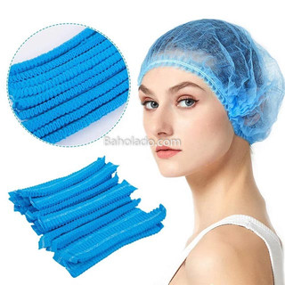 100 Cái Mũ Nón đội đầu chùm tóc bằng vải không dệt dùng một lần Đàn hồi lưới (Mũ Nón con sâu)-Baholado