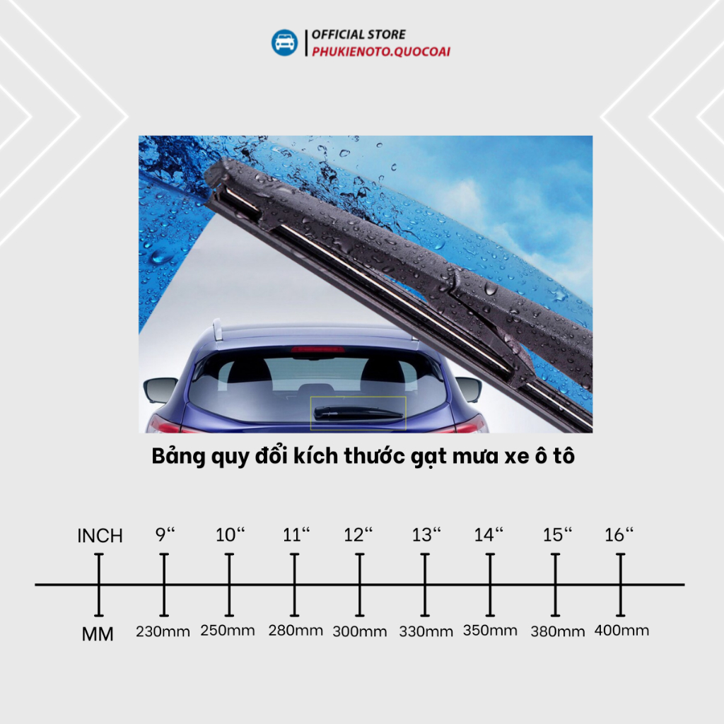 Gạt mưa sau xe oto,gạt mưa sau xe hơi dòng Vinfast Fadil, Lux A, Lux SA, VFe34,...