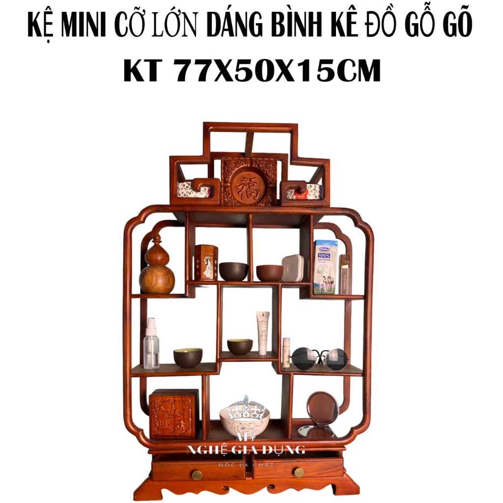 Kệ mini gia dụng kệ mini size lớn dáng bình trang trí nhà cửa gỗ gõ