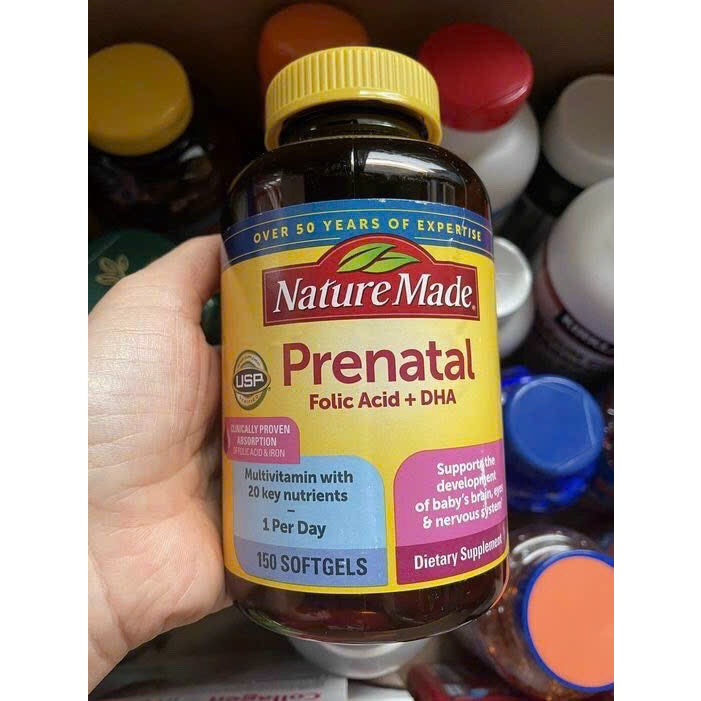 Vitamin tổng hợp cho bà bầu Nature Made Prenatal Folic Acid + DHA + Multi 150 viên