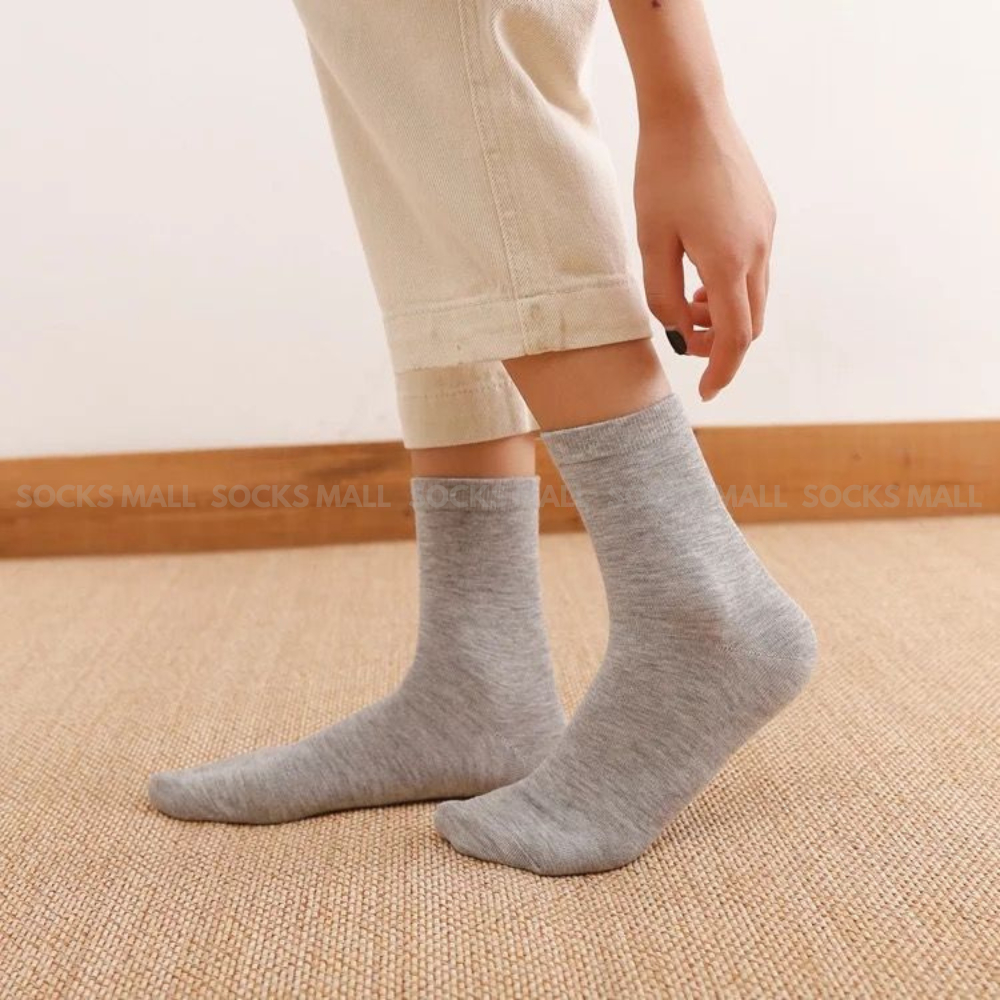 Tất cổ trung nam nữ chất liệu cotton dày co giãn bốn chiều, thoáng khí chống hôi chân - Socks Mall