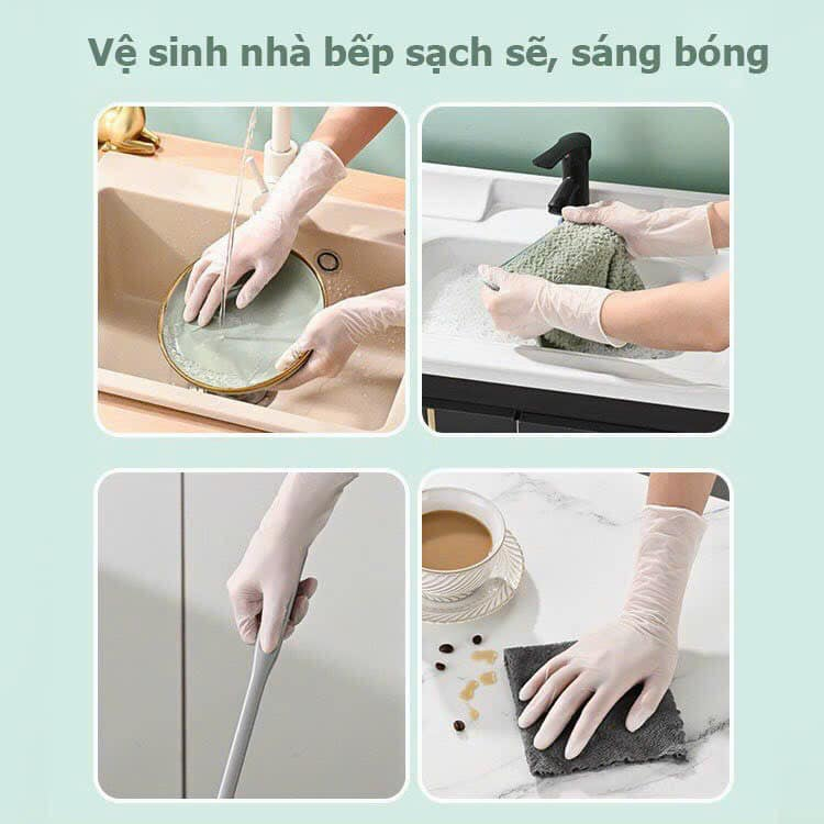 Hộp 30 chiếc gang tay cao su siêu dai làm bếp, vệ sinh, rửa bát tiện lợi