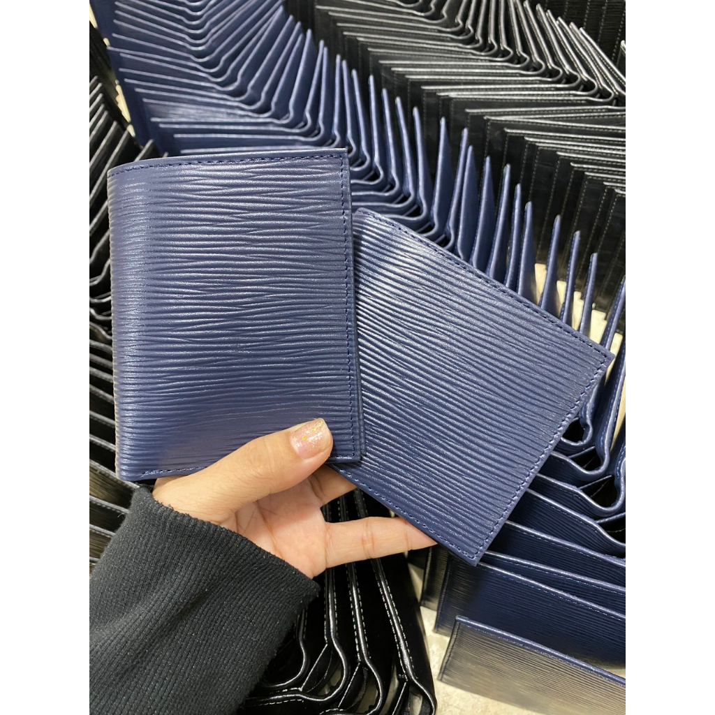 VÍ DA BÒ EPI,  3 MÀU XANH RÊU/ĐEN/XANH NAVY VÍ NGANG 9,5X12 CM - THƯƠNG HIỆU UMBO