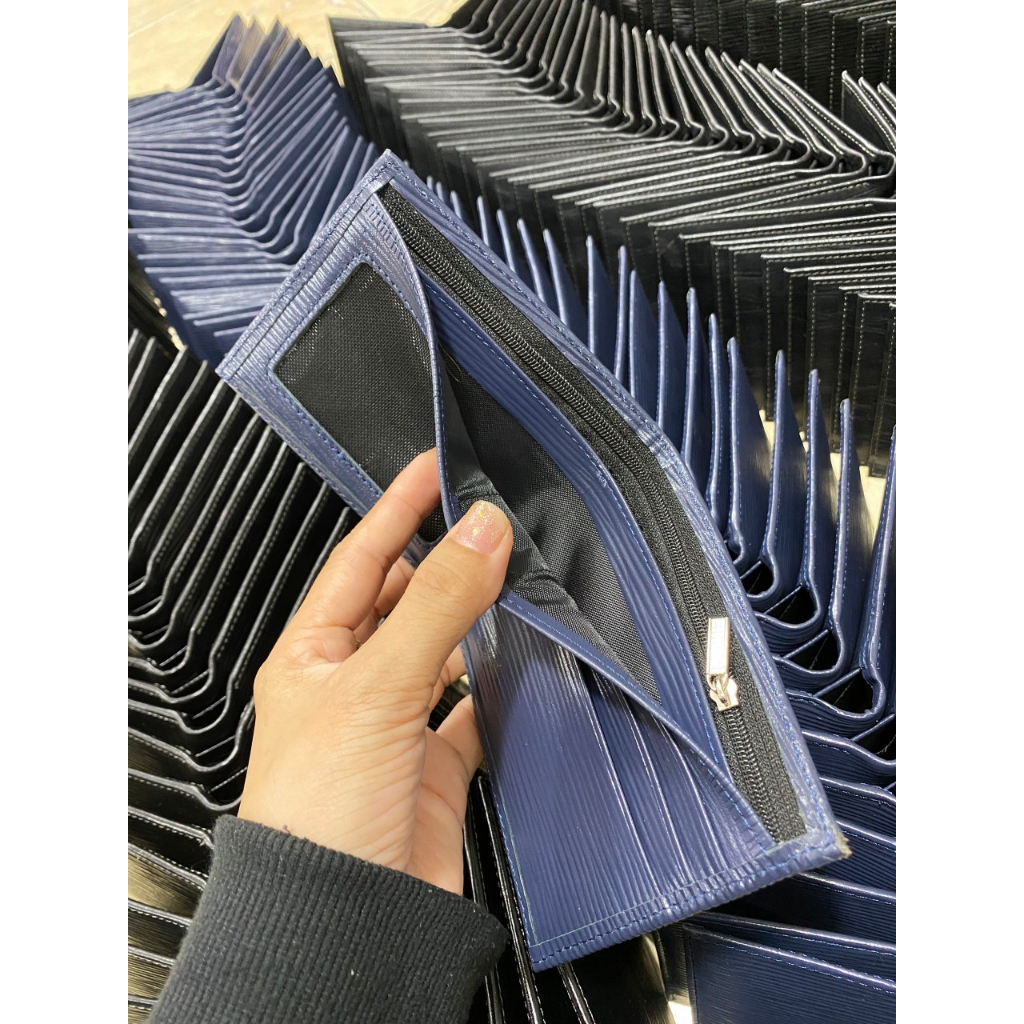 VÍ DA BÒ EPI,  3 MÀU XANH RÊU/ĐEN/XANH NAVY VÍ NGANG 9,5X12 CM - THƯƠNG HIỆU UMBO