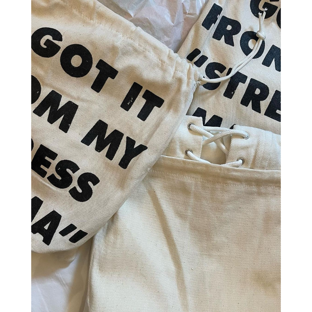 Stressmama - Túi rút vải bố Canvas Local brand màu kem