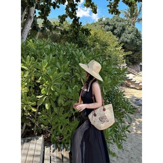đầm maxi yếm linen mùa hè