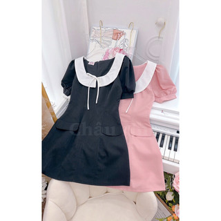 váy viền trắng cổ vuông