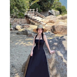 đầm maxi yếm linen mùa hè