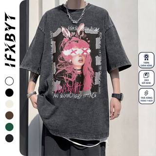 Áo thun unisex IFXBYT D0152 100% cotton dáng rộng tay lỡ phong cách ulzzang