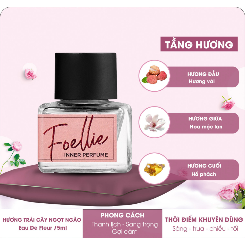 Nước hoa vùng kín hương trái cây ngọt ngào Foellie Eau De Innerb Perfume 5ml - Fleur (chai màu hồng)