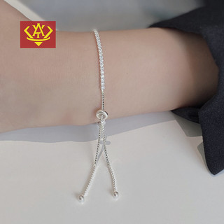 Lắc tay bạc cho nữ đính đá dây rút, lắc bạc 925 cao cấp - Anh Yen Jewelry