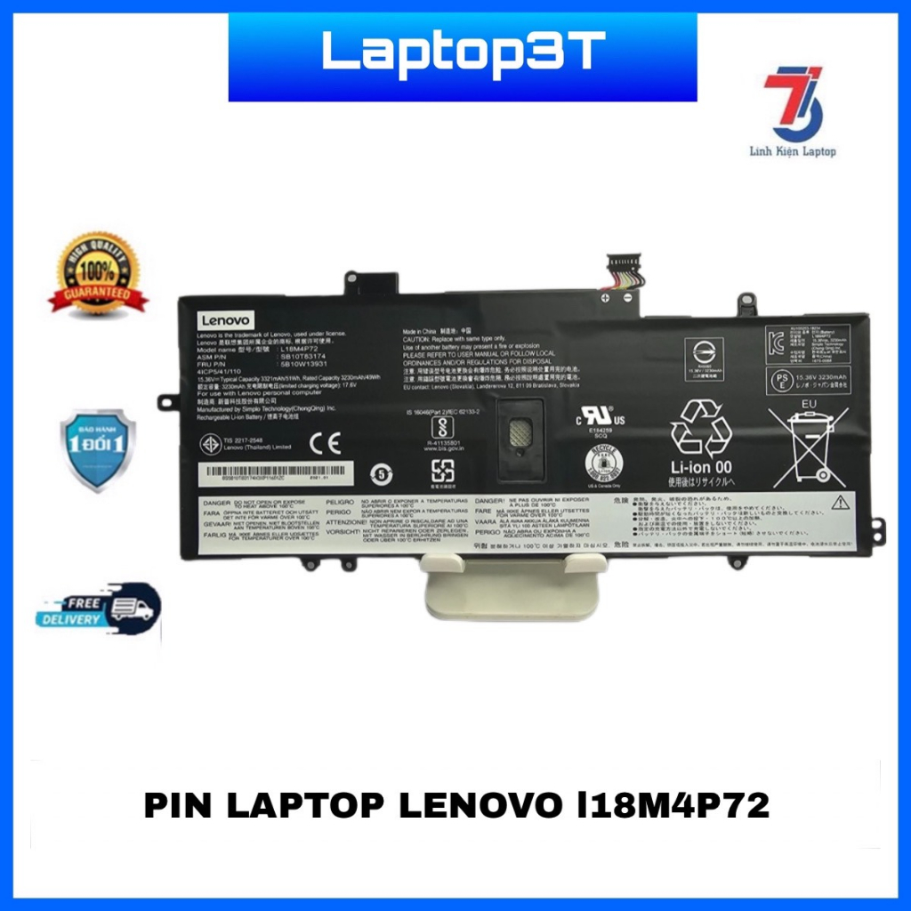 Pin Laptop Lenovo (Original) ThinkPad X1 Carbon 7th Gen 2019 L18L4P71 L18C4P71 L18M4P72 battery tuổi thọ cao chính hãng