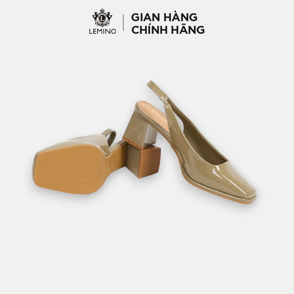 Giày Nữ Lemino Slingback Da Bóng Mũi Vuông LE62220