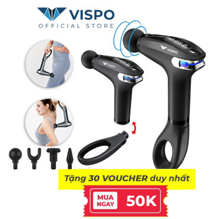 Máy massage cầm tay VISPO VP-S23 có 4 đầu massage, 8 cường độ, tay nối cán dài massage vùng rộng
