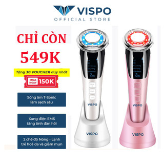 Máy massage mặt vispo vp-cm23 làm đẹp, chăm sóc da mặt nóng và lạnh ems săn chắc da, làm sạch