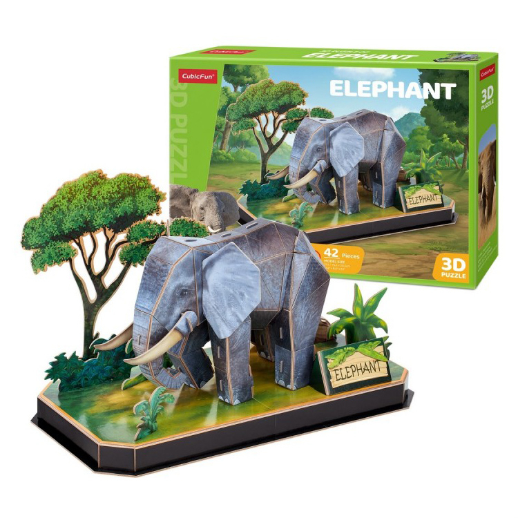 Đồ Chơi Lắp Ráp Mô Hình 3D Bằng Giấy CubicFun Con Voi P858h (42 mảnh, Elephant)