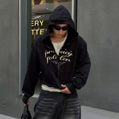 Hoodie zip unisex oversize local brand PUBERTY 5-STARS HOODIE ZIP / ĐEN