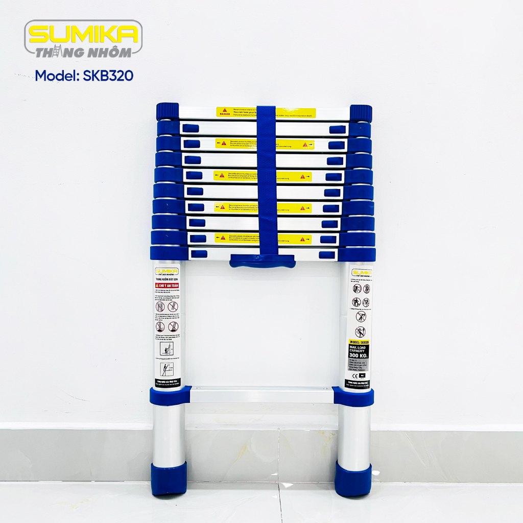 Thang nhôm rút gọn SUMIKA SKB320 - Chiều cao tối đa 3.2m, chiều cao rút gọn 0.78m, tải trọng 300kg