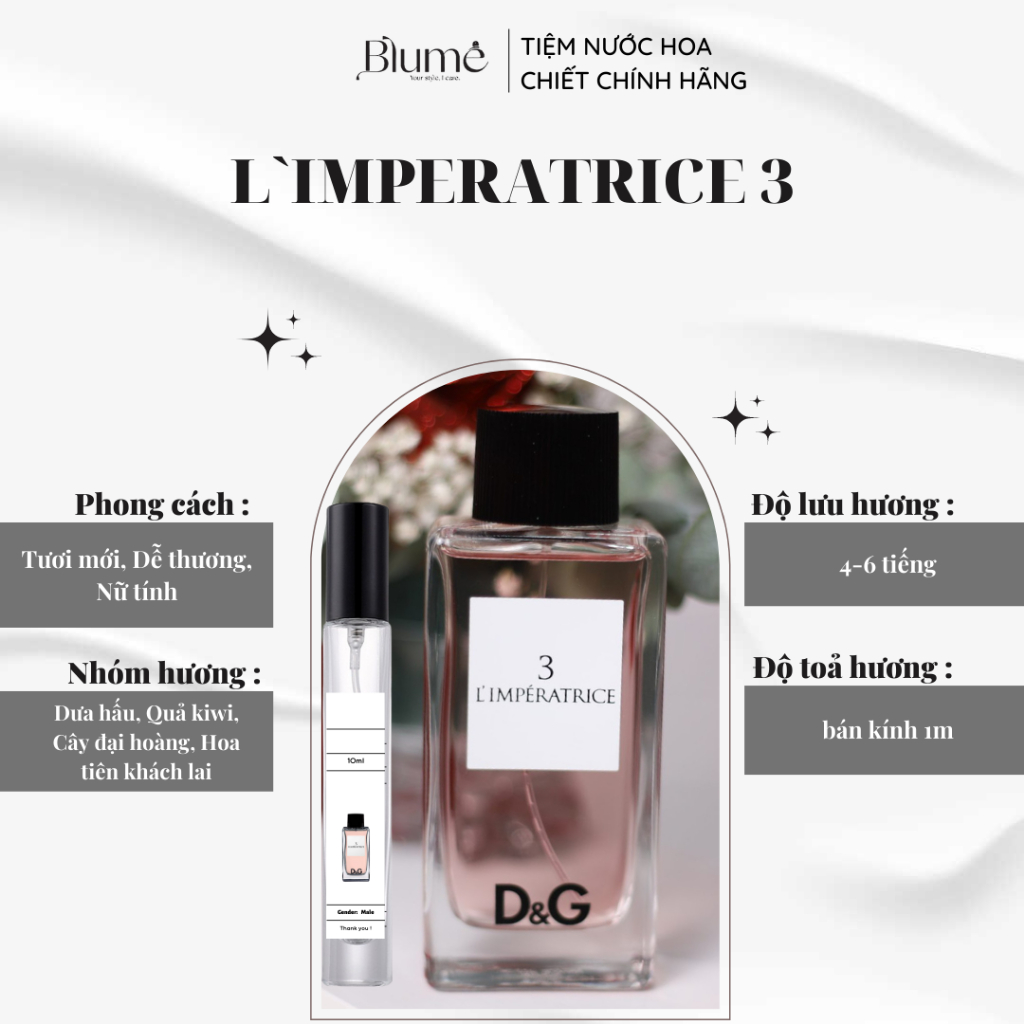 Nước hoa NỮ D&G L`IMPERATRICE 3 mùi ngọt ngào - Blume Tiệm Nước Hoa