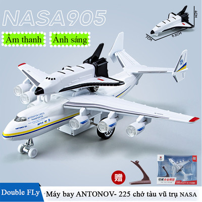 Mô hình máy bay vận tải Antonov-225 KAVY chở tàu vũ trụ bằng hợp kim có nhạc và đèn chạy cót