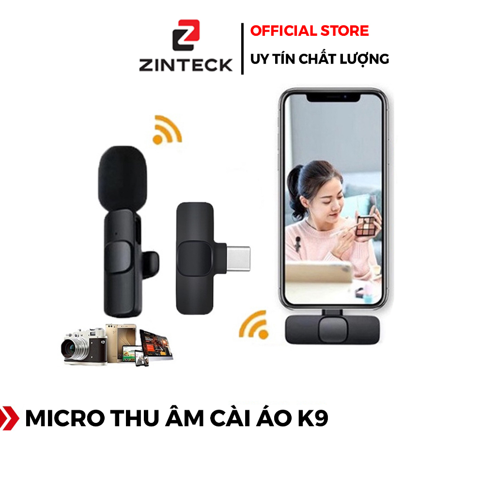 Micro thu âm không dây cài áo K8 - K9, - Khử Tiếng Ồn Cao Cấp - Khoảng Cách 20m - Chính Hãng HD DESIGN