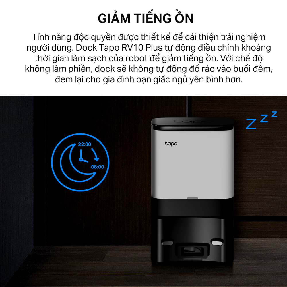 Robot Hút Bụi Và Lau Nhà + Dock Tự Động Đổ Rác Thông Minh TP-Link Tapo RV10 Plus