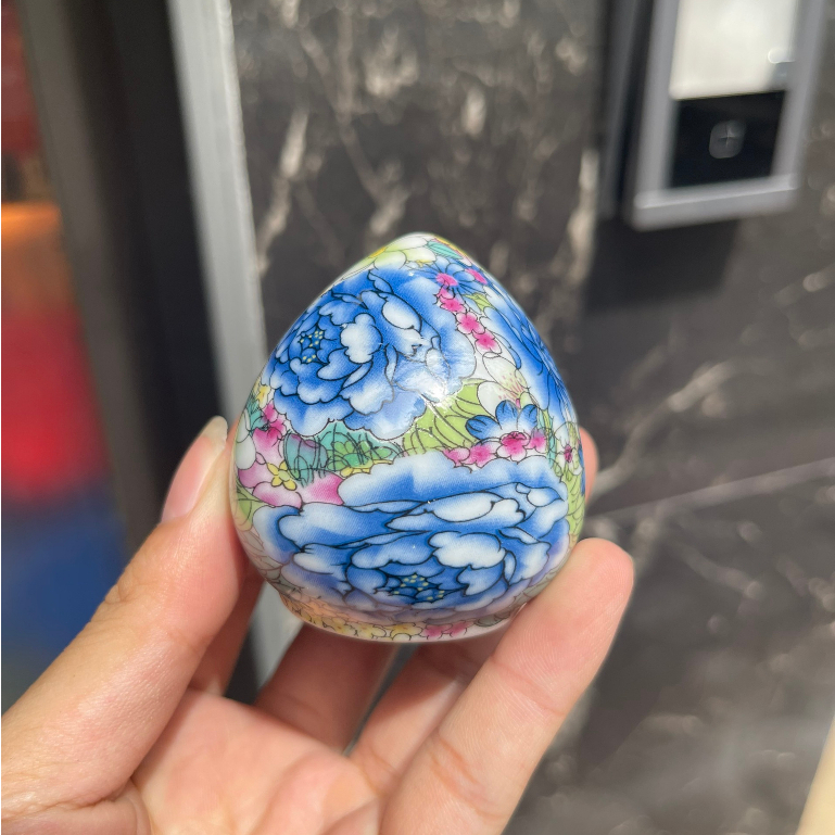 Cóng sứ chim chòe than , chòe lửa hàng Bát Tràng mẫu bách hoa xanh gắn sẵn tai