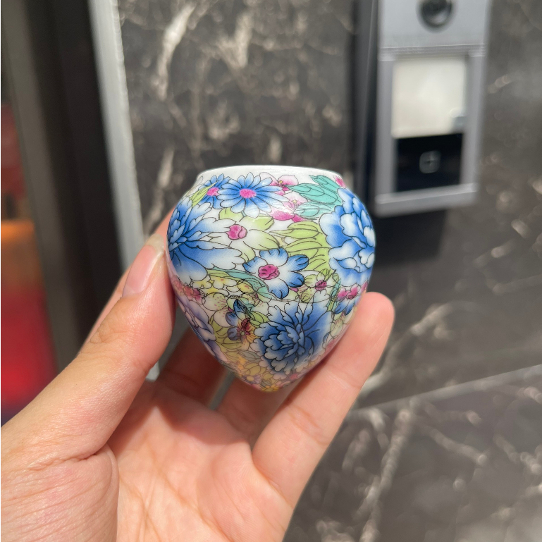 Cóng sứ chim chòe than , chòe lửa hàng Bát Tràng mẫu bách hoa xanh gắn sẵn tai