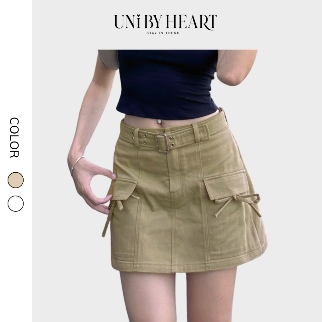 Quần shorts giả váy nữ Jena Skort QS016 thiết kế túi hộp, chất liệu kaki dày dặn, trẻ trung - Uni By Heart