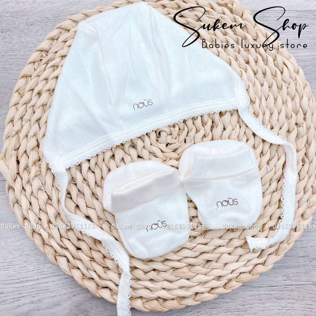 Set Mũ + Bao Chân Lỗ Trám Nous Air 2023 Siêu Mềm, Siêu Thoáng Cho Bé Sơ Sinh