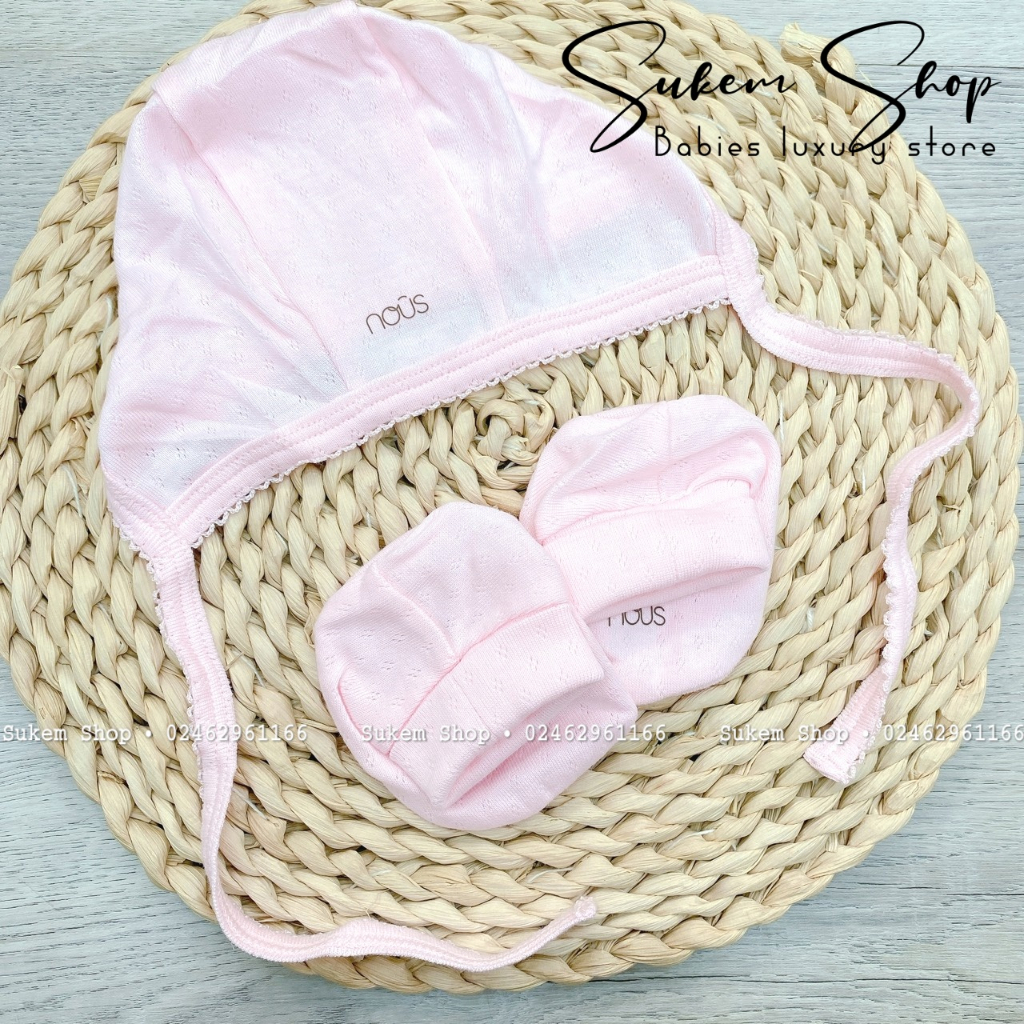 Set Mũ + Bao Chân Lỗ Trám Nous Air 2023 Siêu Mềm, Siêu Thoáng Cho Bé Sơ Sinh