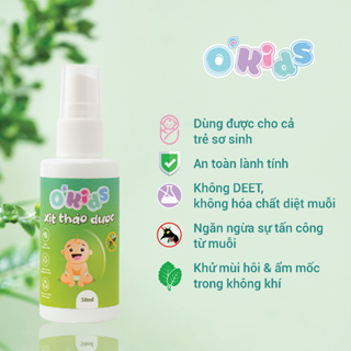 Xịt thảo dược O Kids 50ml xua đuổi muỗi và côn trùng cắn bé