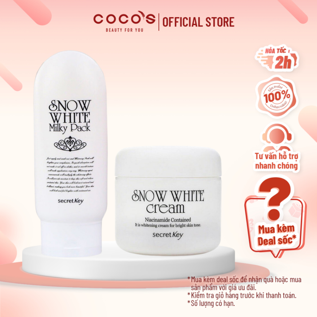 Combo Kem Tắm - Kem Dưỡng Trắng Da Secret Key Snow White