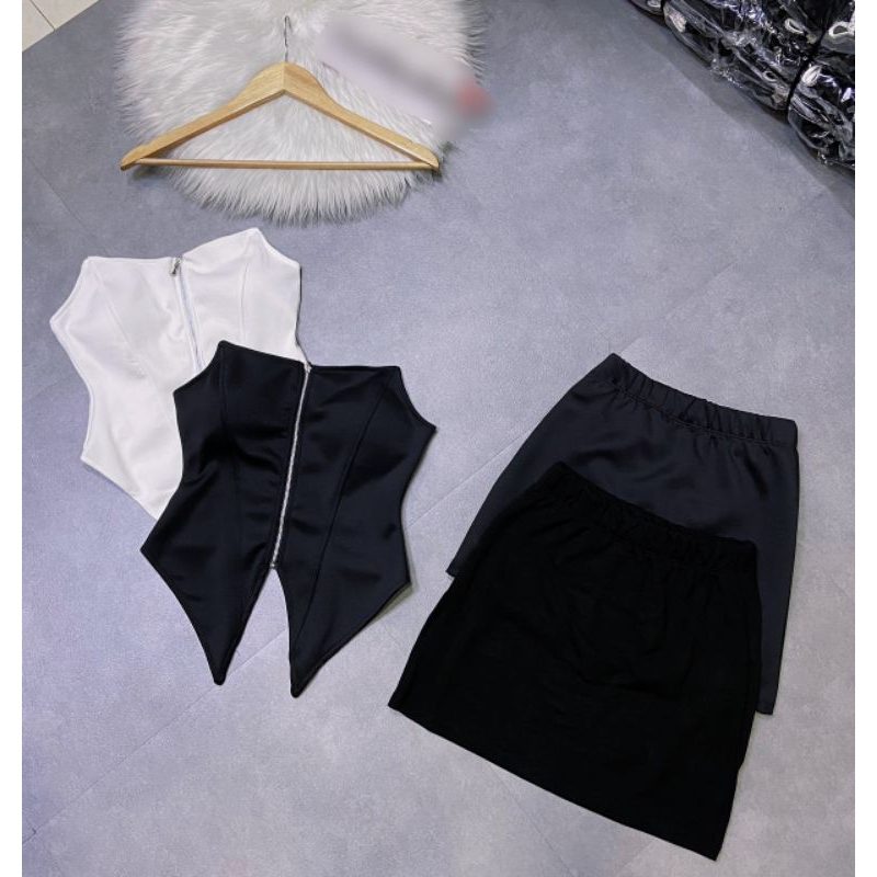 Sét Áo Cúp Ngực Kèm Chân váy Hai Màu Y Hình Chuẩn Shop Thời Trang Nữ Tiểu Thư Sang Chảnh Cá Tính Du LCT Store
