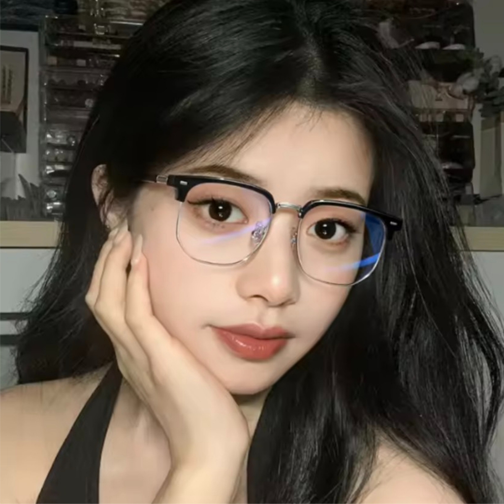 Gọng kính nữa viền dáng vuông phong cách thời trang nam nữ