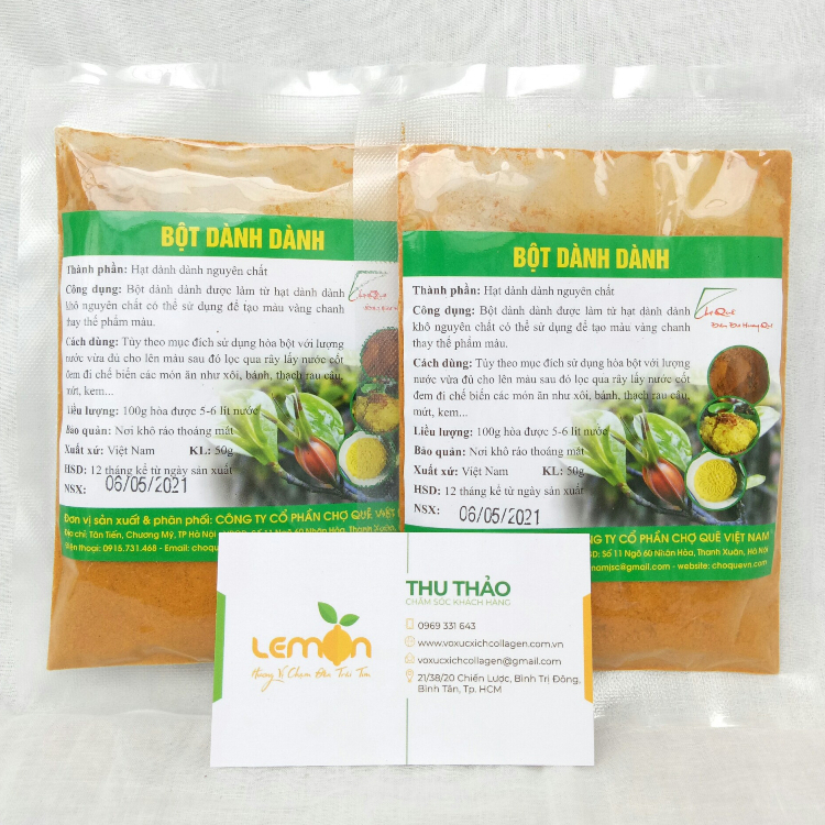 Bột dành dành nguyên chất nấu xôi chè, bánh mứt, tạo màu cho da gà ủ muối