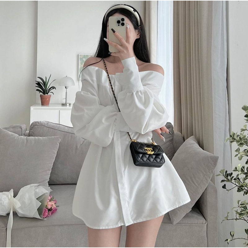 ÁO SƠ MI TRẮNG TRỄ VAI TAY PHỒNG