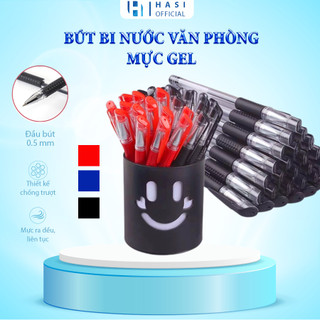 100 bút bi nước văn phòng mực gel 0.5mm mực đều nét chữ đẹp đủ màu xanh đen đỏ
